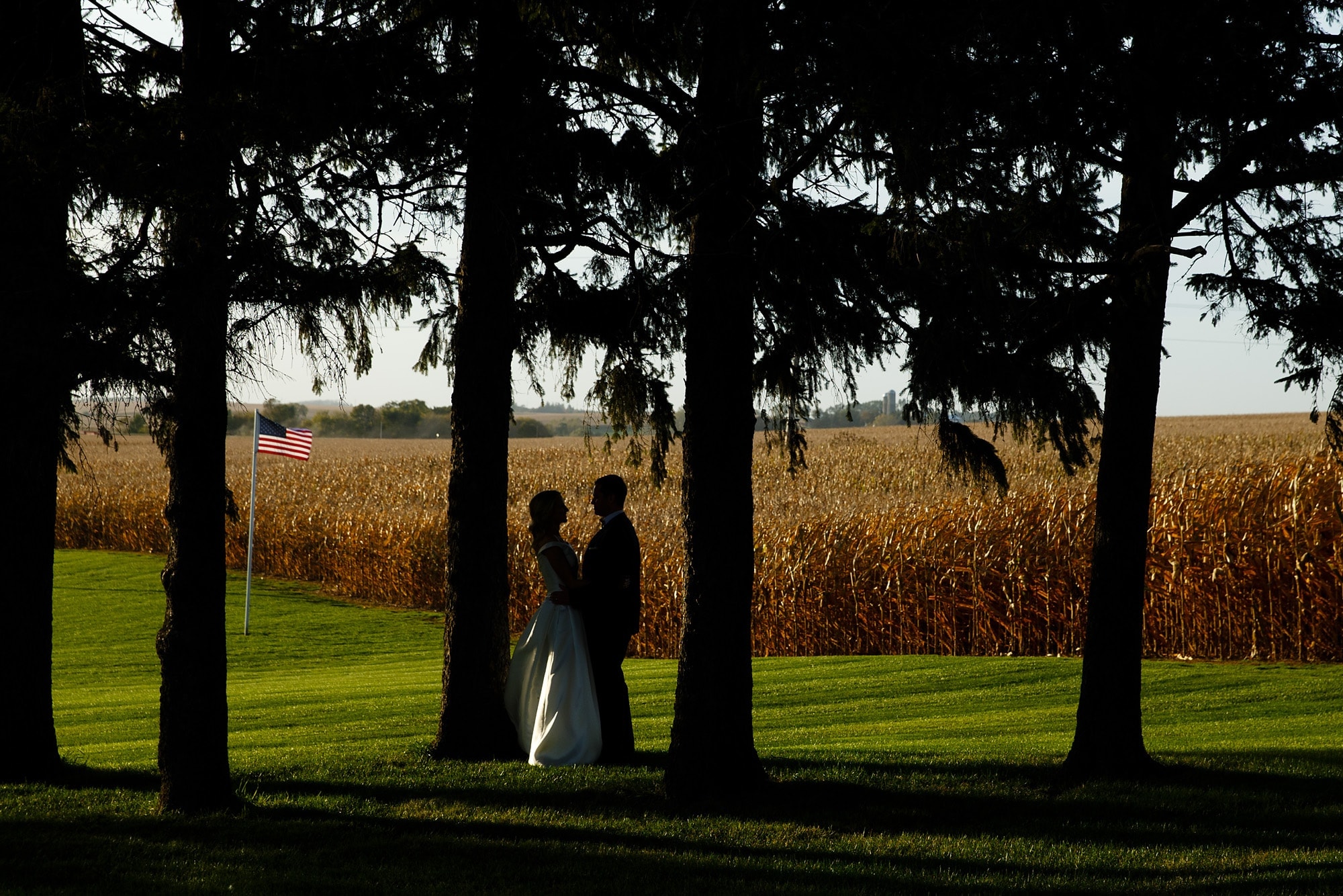 Shanon and David share a moment during their Field of Dreams wedding near the cornfield