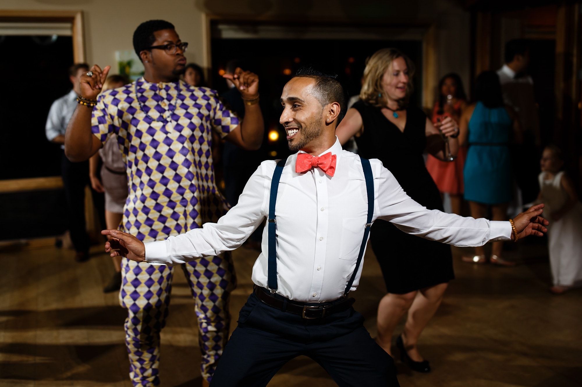 Guests dance at the wedding reception at Rembrandt Yard
