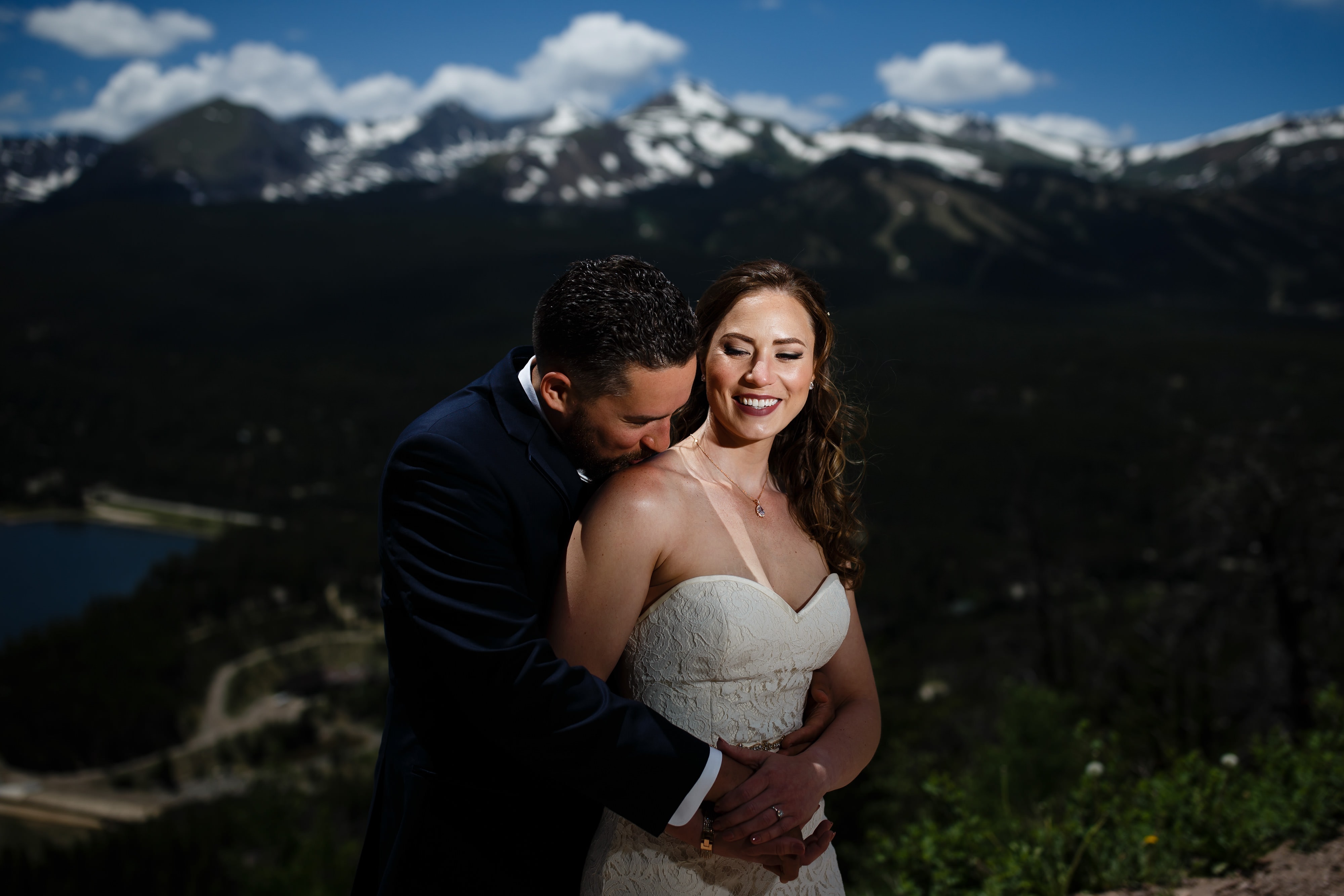 Sharon and Nick pose on Boreas Pass Road before their wedding