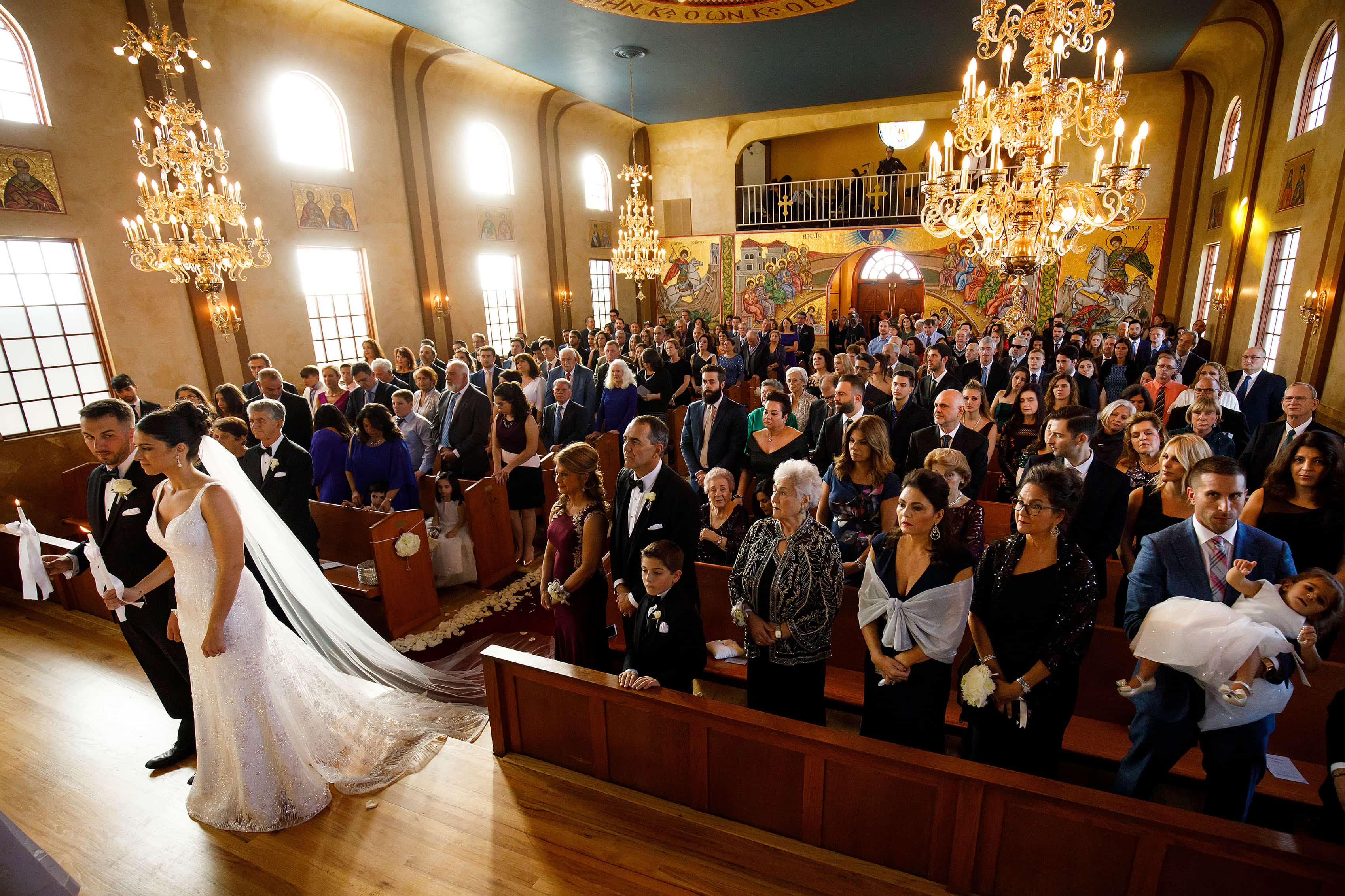 A general view Demetris and Nicole's Albuquerque Greek Orthodox wedding ceremony at St. George Greek Orthodox Church