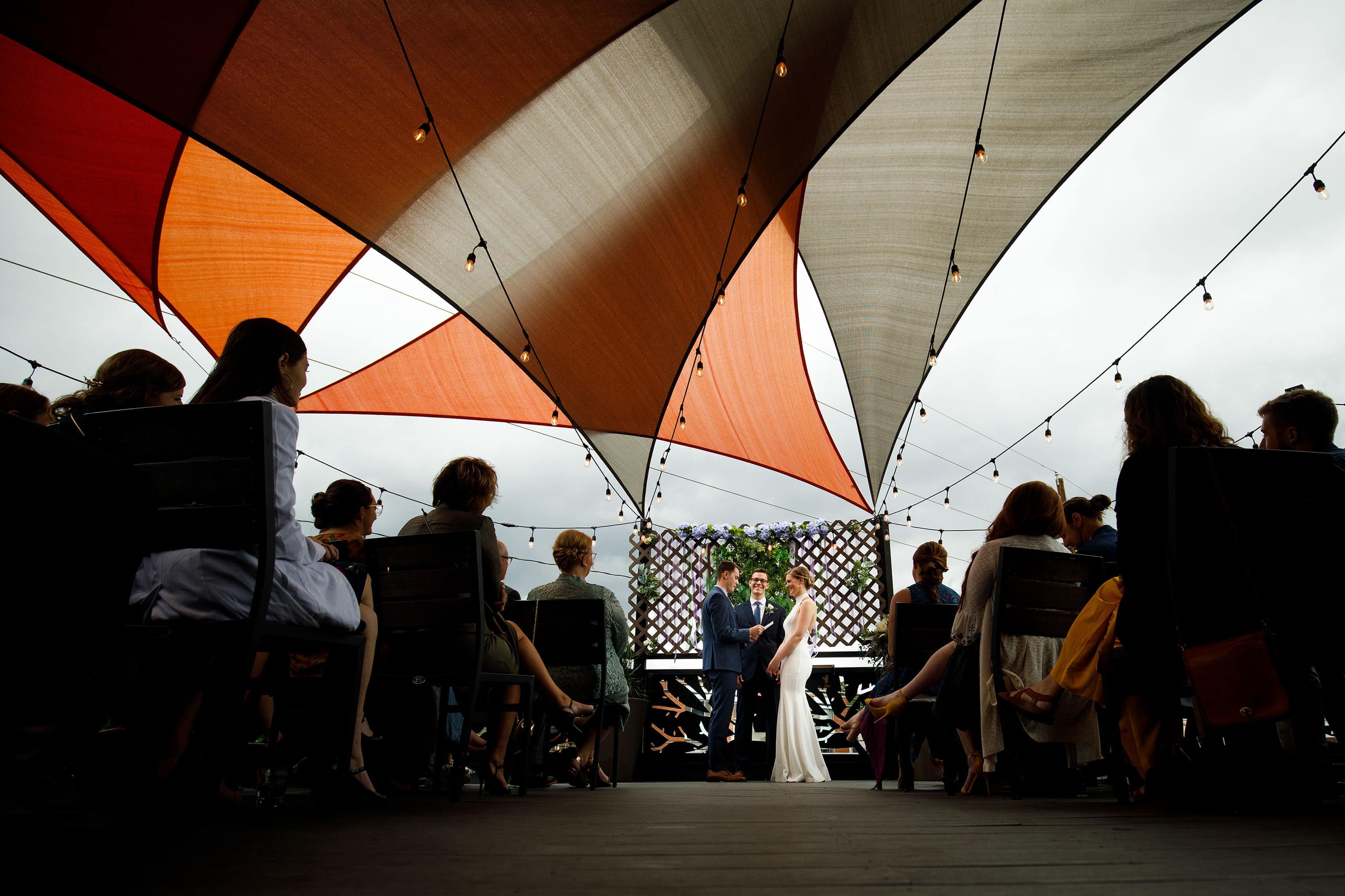 Rooftop wedding ceremony at Briar Common Brewery