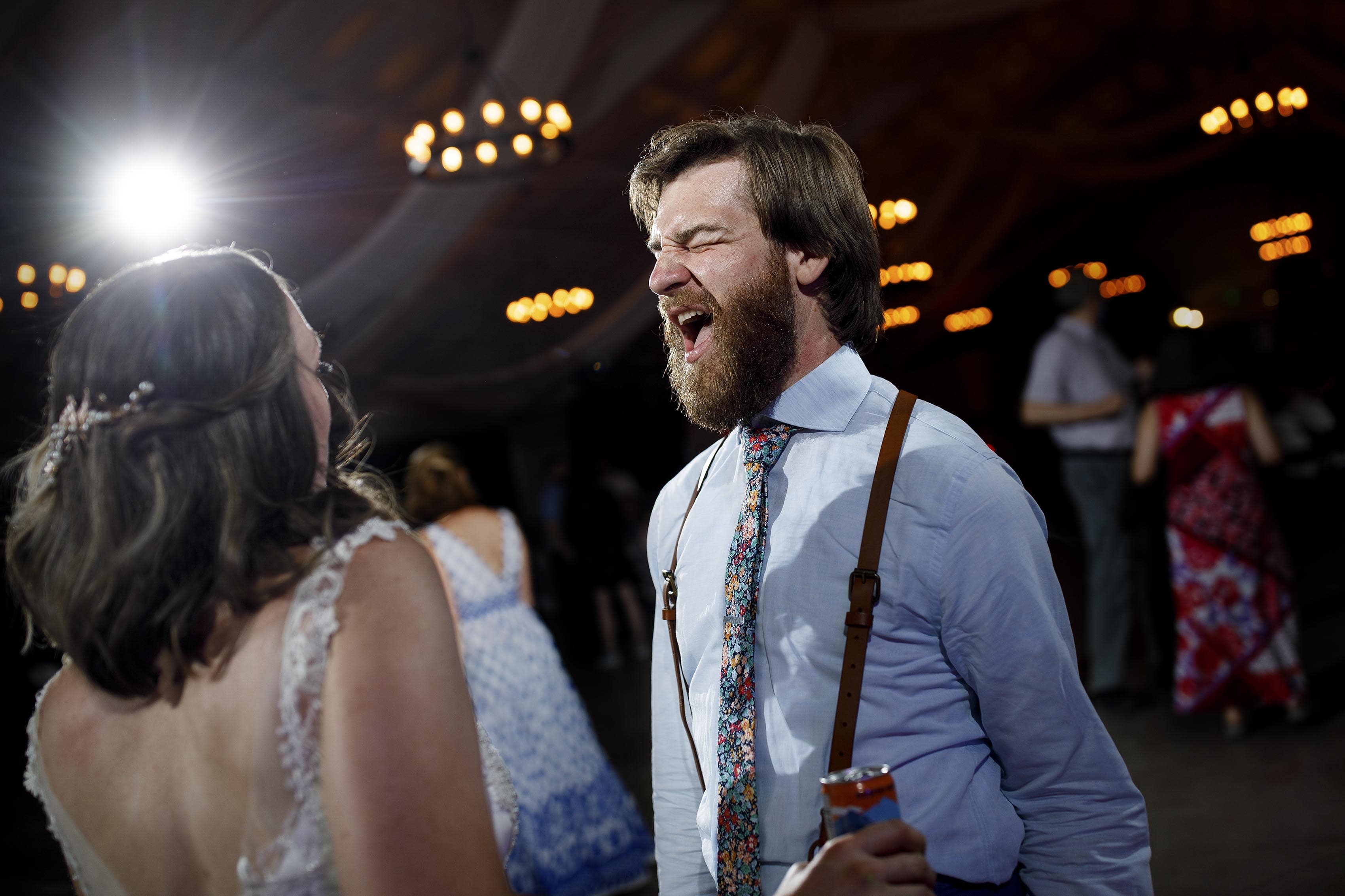 Wedding guests dance together at 4 Eagle Ranch
